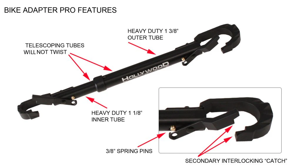 Hollywood Racks Bike Adapter Pro – Telescoping Top Tube
