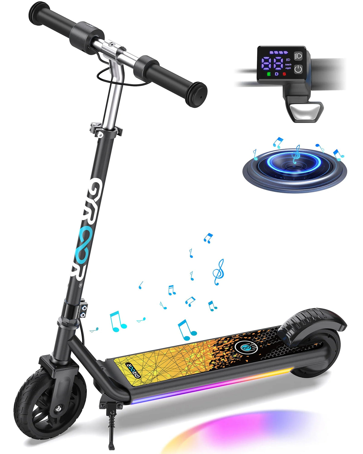 Gyroor H30Max kids electric scooter in black