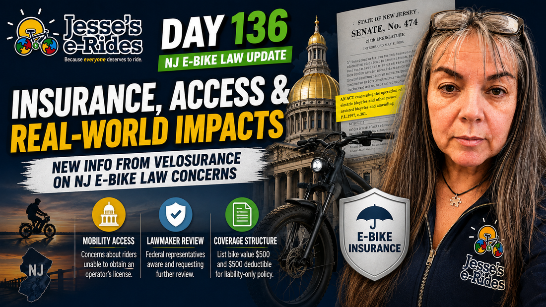 The NJ E-Bike Law: Day 136 – Insurance Update from Velosurance and Mobility Concerns