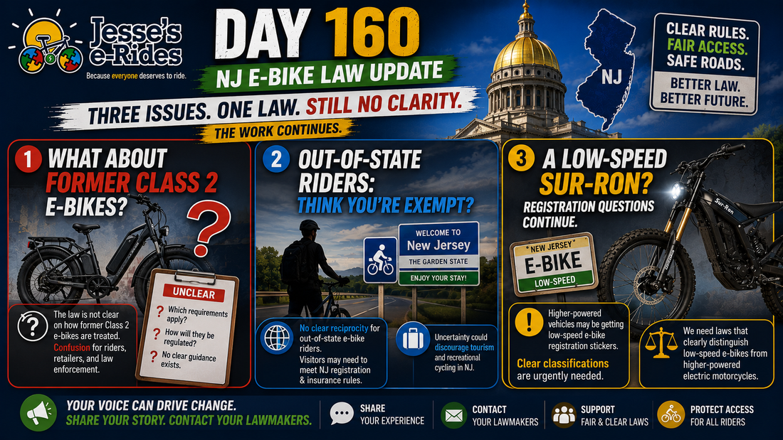 The NJ E-Bike Law: Day 160 – Class 2 Questions, Out-of-State Riders, and Registration Concerns