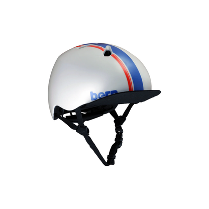 Bern Nino DVRT Youth Bike Helmet in Satin White Racing Stripe, primary view