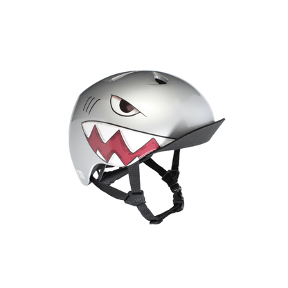 Bern Nino DVRT Youth Bike Helmet in Metallic Silver Shark Bite, primary view