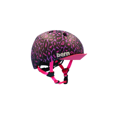Bern Nina DVRT Youth Bike Helmet in Matte Purple Leopard, primary view