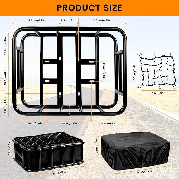 SAMRELAX Rear Bike Basket with Cover