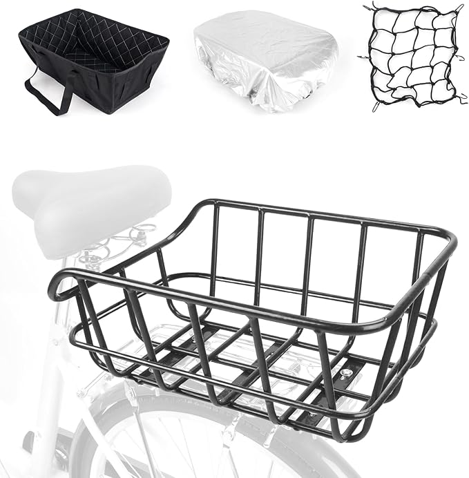 SAMRELAX Rear Bike Basket with Cover