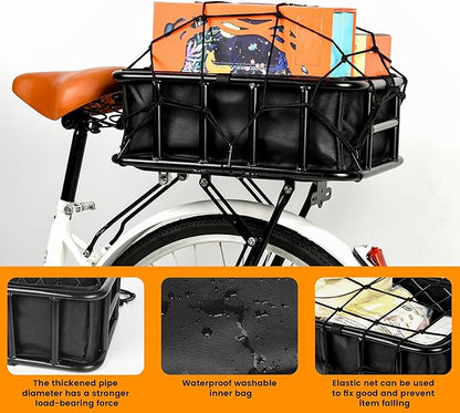 SAMRELAX Rear Bike Basket with Cover