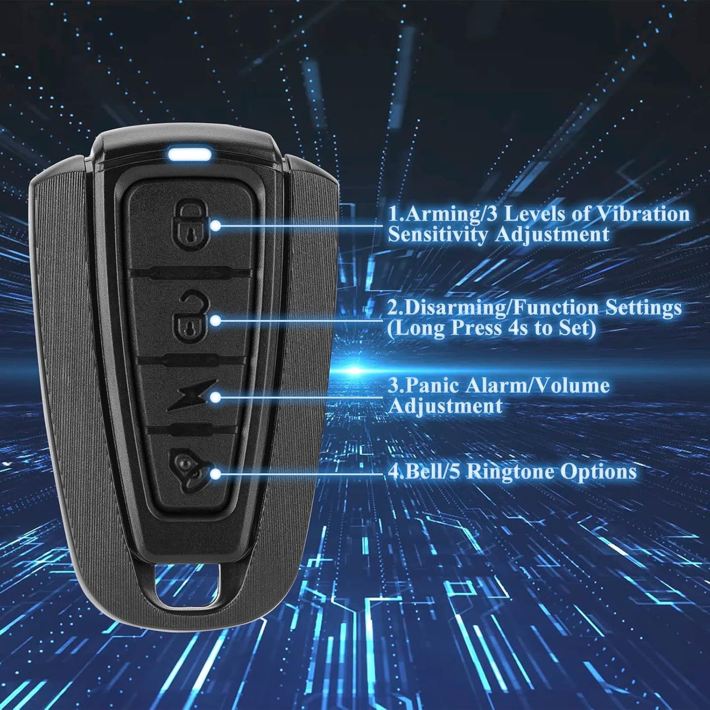 ROCKBROS 115dB Bike Alarm Vibration Motion Sensor