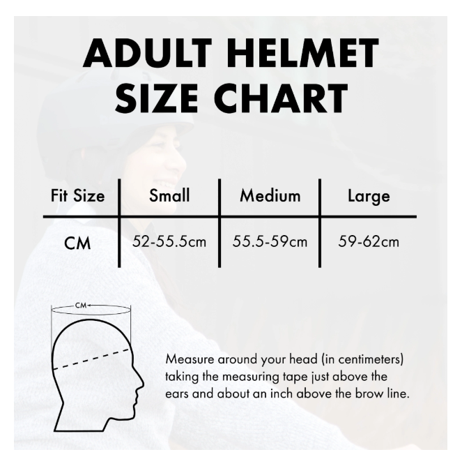 Bern adult helmet size chart