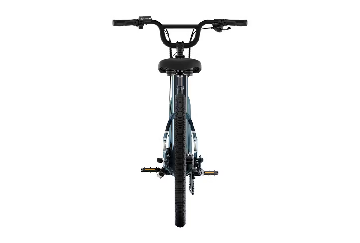 Aventon Pace 4 Step-Through Blue Steel - three-quarter rear