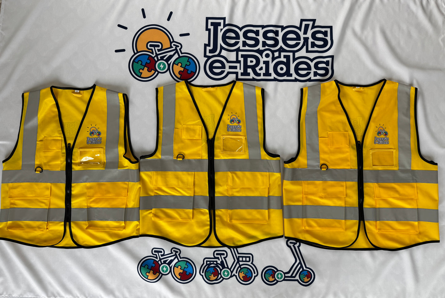 Jesse’s e-Rides Adult High-Visibility Safety Vest with “I Have Autism. Please be Patient.” Patch - Ride Bright, Stay Seen!