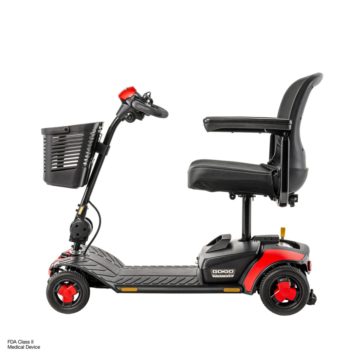 Pride Mobility Go Go Elite Traveller Gen 3 Platinum - Cardinal Red - Profile Left