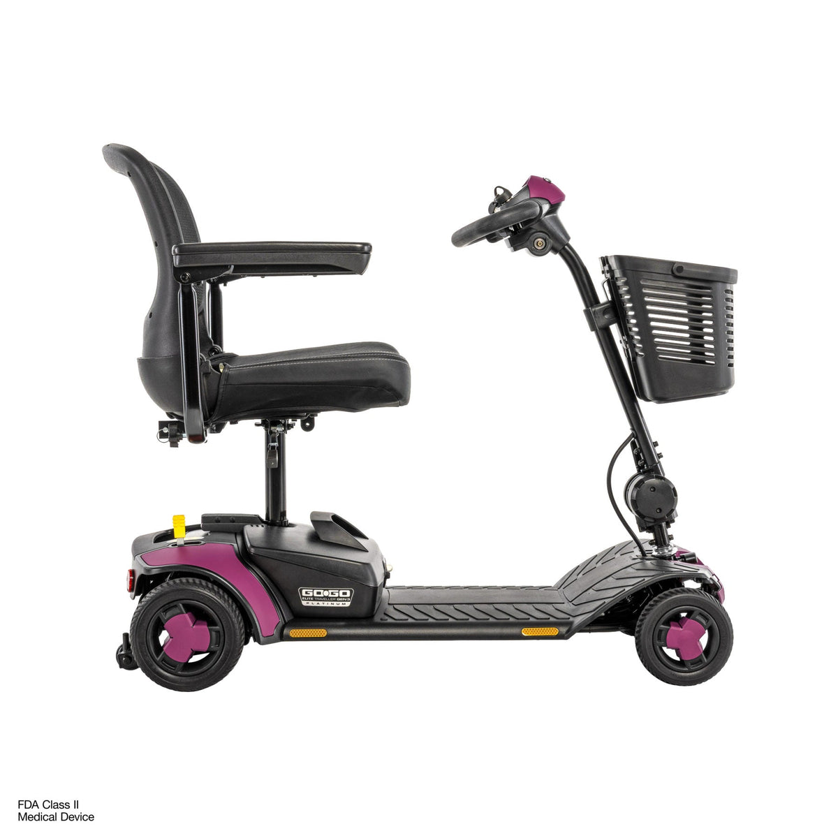 Pride Mobility Go Go Elite Traveller Gen 3 Platinum - Sugar Plum - Profile Right