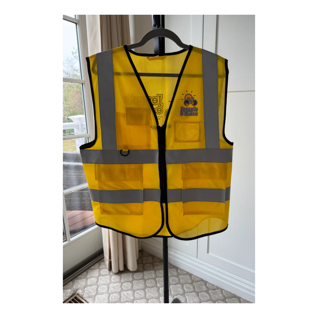 Jesse’s e-Rides Adult High-Visibility Safety Vest with “I Have Autism. Please be Patient.” Patch - Ride Bright, Stay Seen!