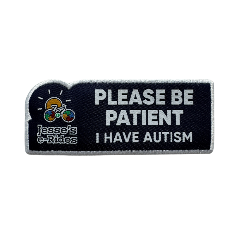 Jesse’s e-Rides Autism Awareness Iron-On Patch – "Please Be Patient"