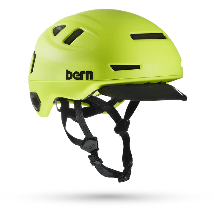 Bern Hudson MIPS bike helmet in Hi-Viz, front three-quarter view