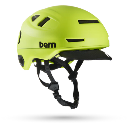 Bern Hudson MIPS bike helmet in Hi-Viz, front three-quarter view