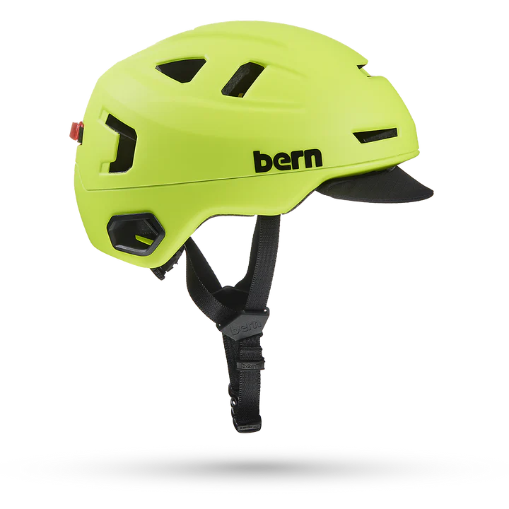 Bern Hudson MIPS bike helmet in Hi-Viz, side view