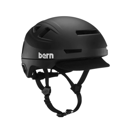 Bern Hudson MIPS bike helmet in Matte Black, front three-quarter view