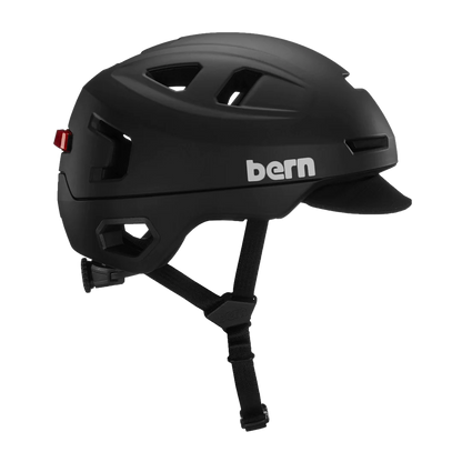 Bern Hudson MIPS bike helmet in Matte Black, rear three-quarter view
