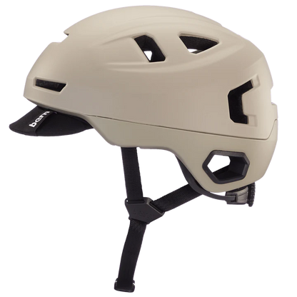 Bern Hudson MIPS bike helmet in Matte Sand, front three-quarter view