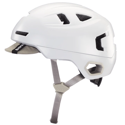 Bern Hudson MIPS bike helmet in Satin White, rear three-quarter view