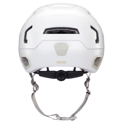 Bern Hudson MIPS bike helmet in Satin White, rear view