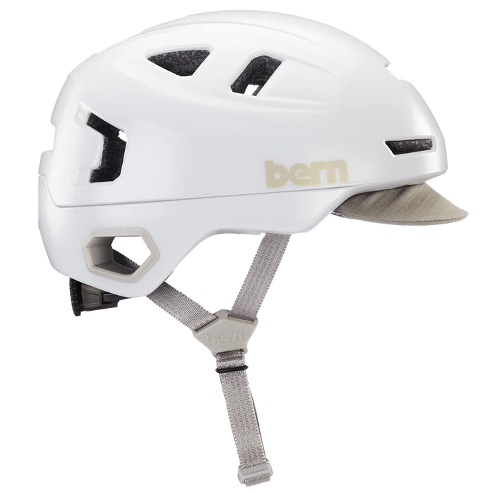 Bern Hudson MIPS bike helmet in Satin White, side view