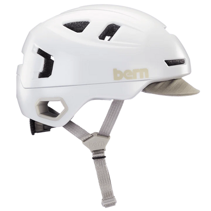 Bern Hudson MIPS bike helmet in Satin White, side view