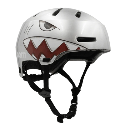 Bern Macon 2.0 Jr. DVRT Bike Helmet in Metallic Silver Sharkbite, view 1