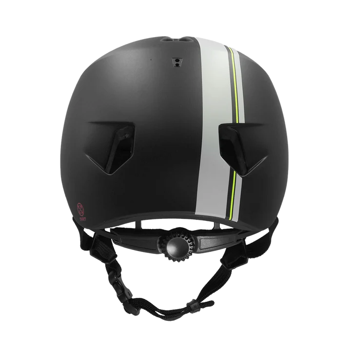 Bern Nino DVRT Youth Bike Helmet in Black Racing Stripe, rear view