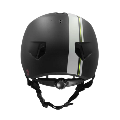 Bern Nino DVRT Youth Bike Helmet in Black Racing Stripe, rear view