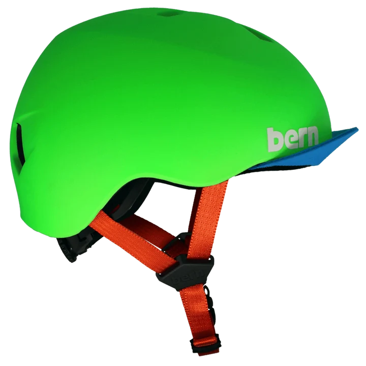 Bern Nino DVRT Youth Bike Helmet in Matte Lime, rear view
