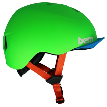 Bern Nino DVRT Youth Bike Helmet in Matte Lime, rear view