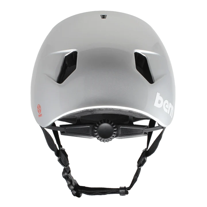 Bern Nino DVRT Youth Bike Helmet in Metallic Silver Shark Bite, view 2