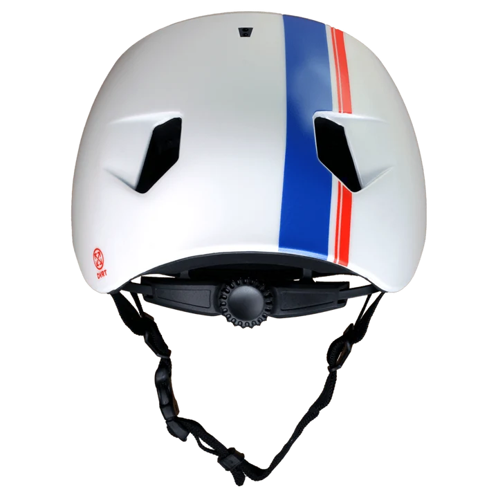 Bern Nino DVRT Youth Bike Helmet in Satin White Racing Stripe, view 3