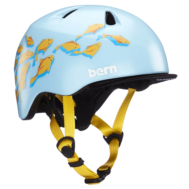 Bern Tigre Youth Bike Helmet in Satin Blue Goldfish, view 1
