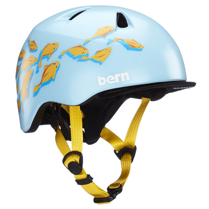 Bern Tigre Youth Bike Helmet in Satin Blue Goldfish, view 1