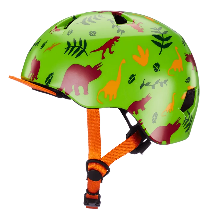 Bern Tigre Youth Bike Helmet in Satin Green Dino, view 2