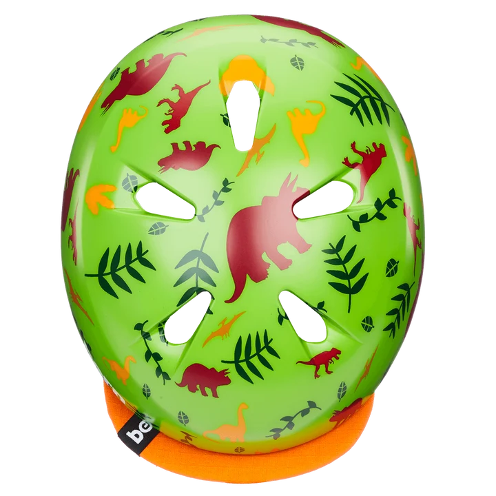 Bern Tigre Youth Bike Helmet in Satin Green Dino, view 4