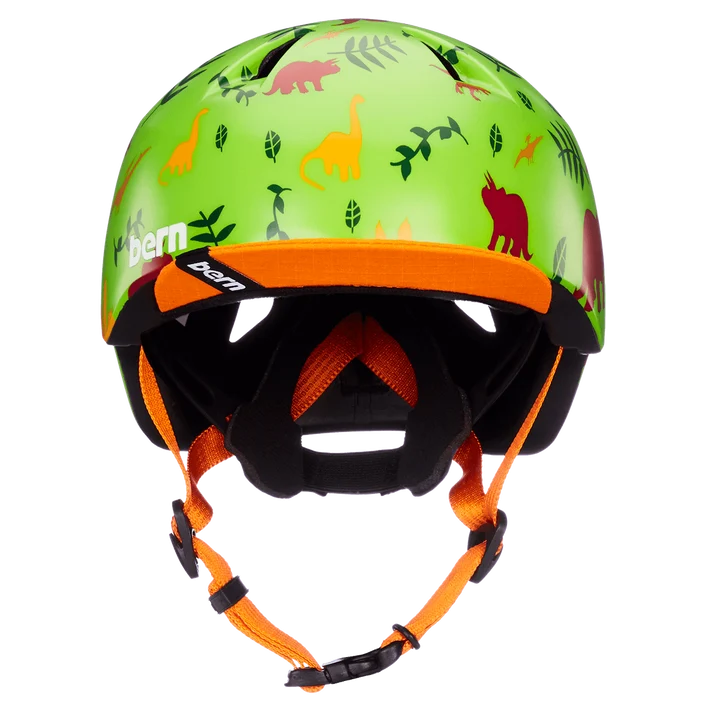 Bern Tigre Youth Bike Helmet in Satin Green Dino, view 5