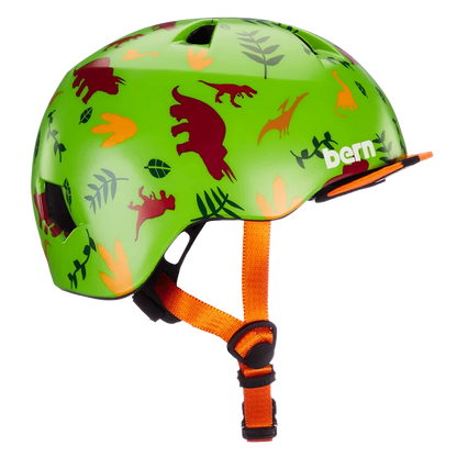 Bern Tigre Youth Bike Helmet in Satin Green Dino, view 6