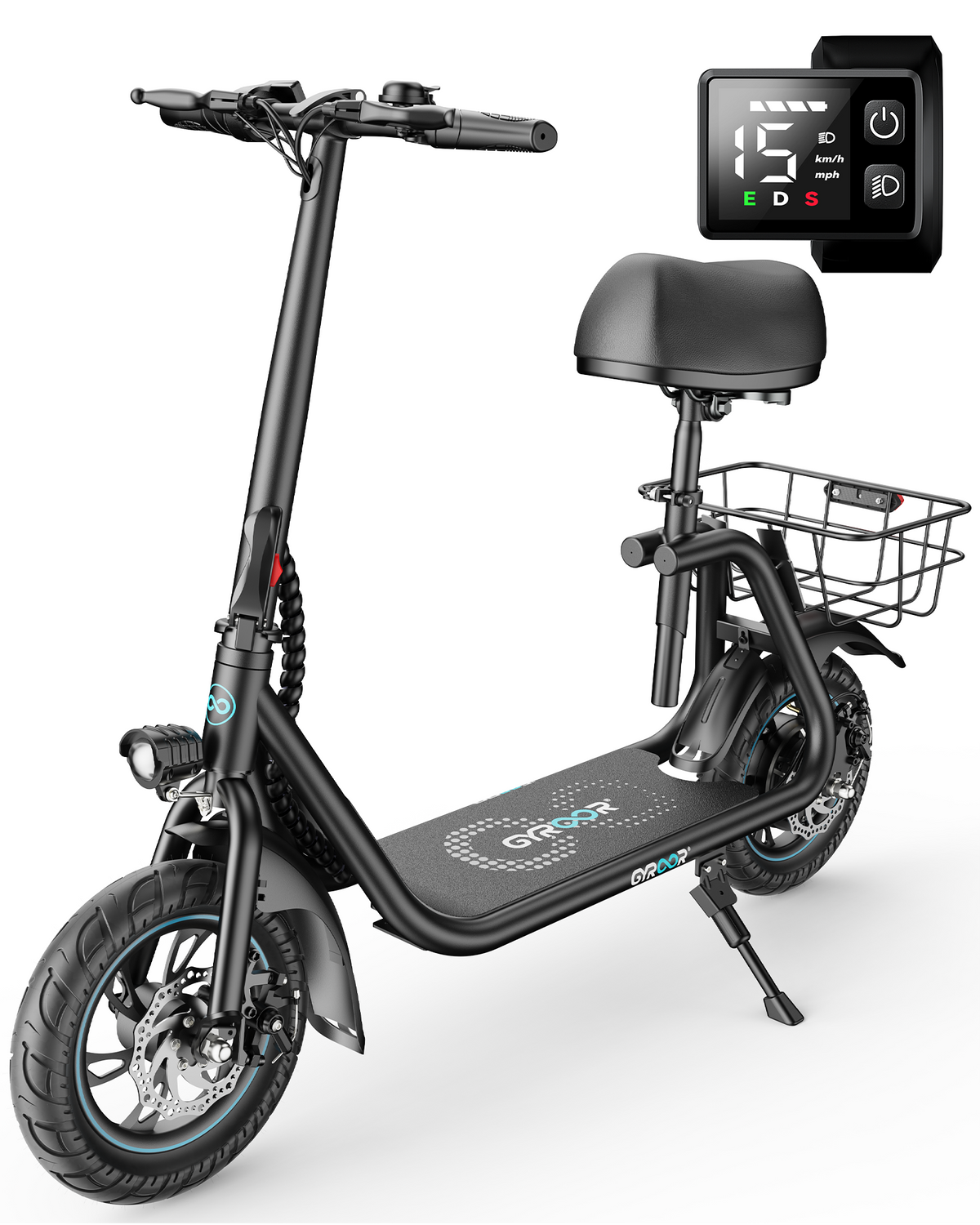 Gyroor C1 electric scooter in black