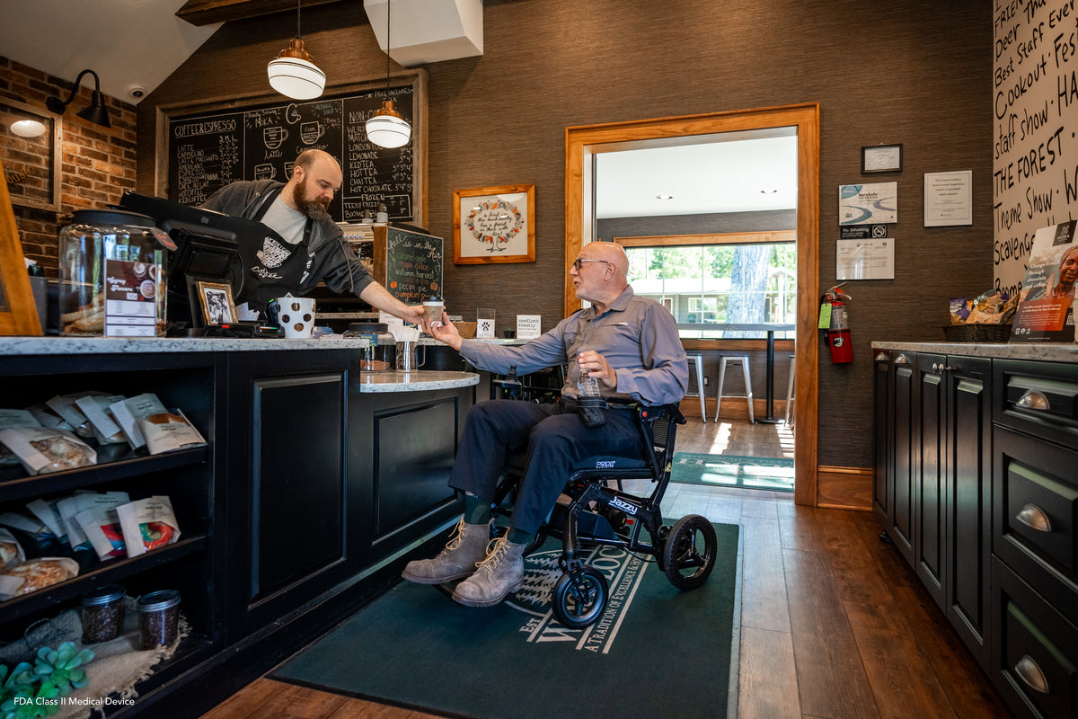 Pride Jazzy Ultra Light power wheelchair - lifestyle