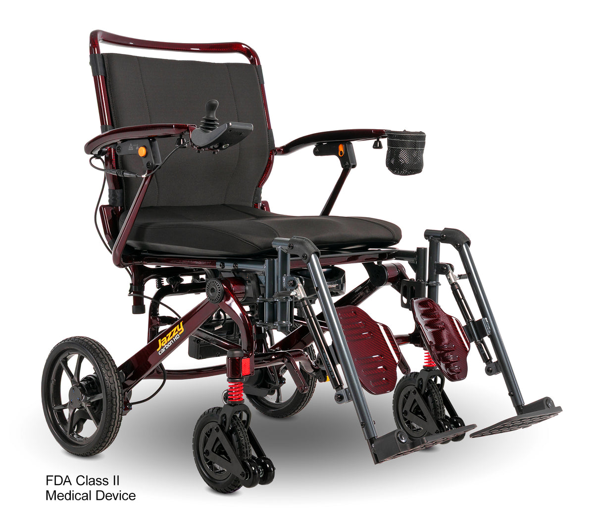Pride Jazzy Carbon HD elevating leg rests - Black Cherry